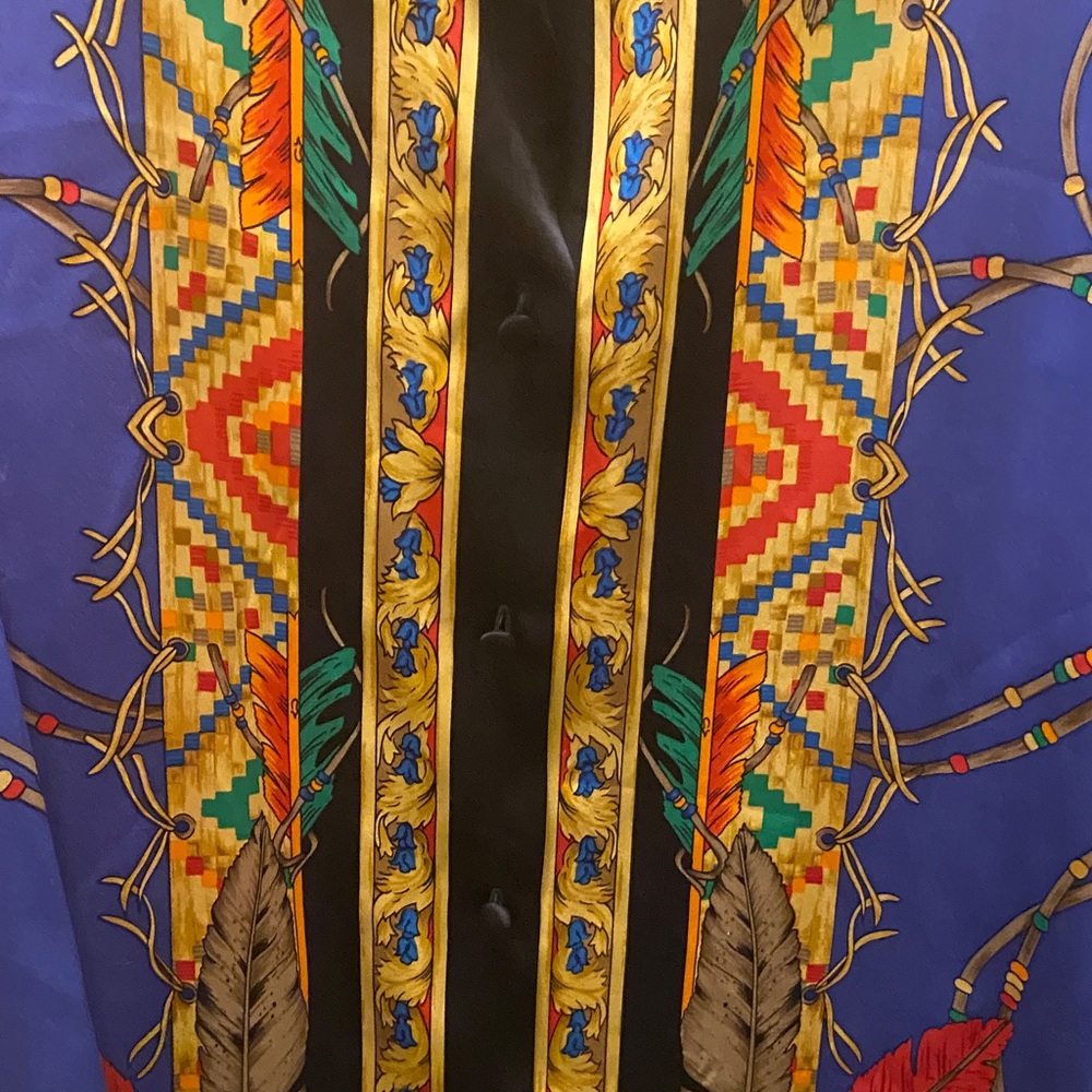Cory B New York Native American print silk shirt size large - Picture 3 of 11
